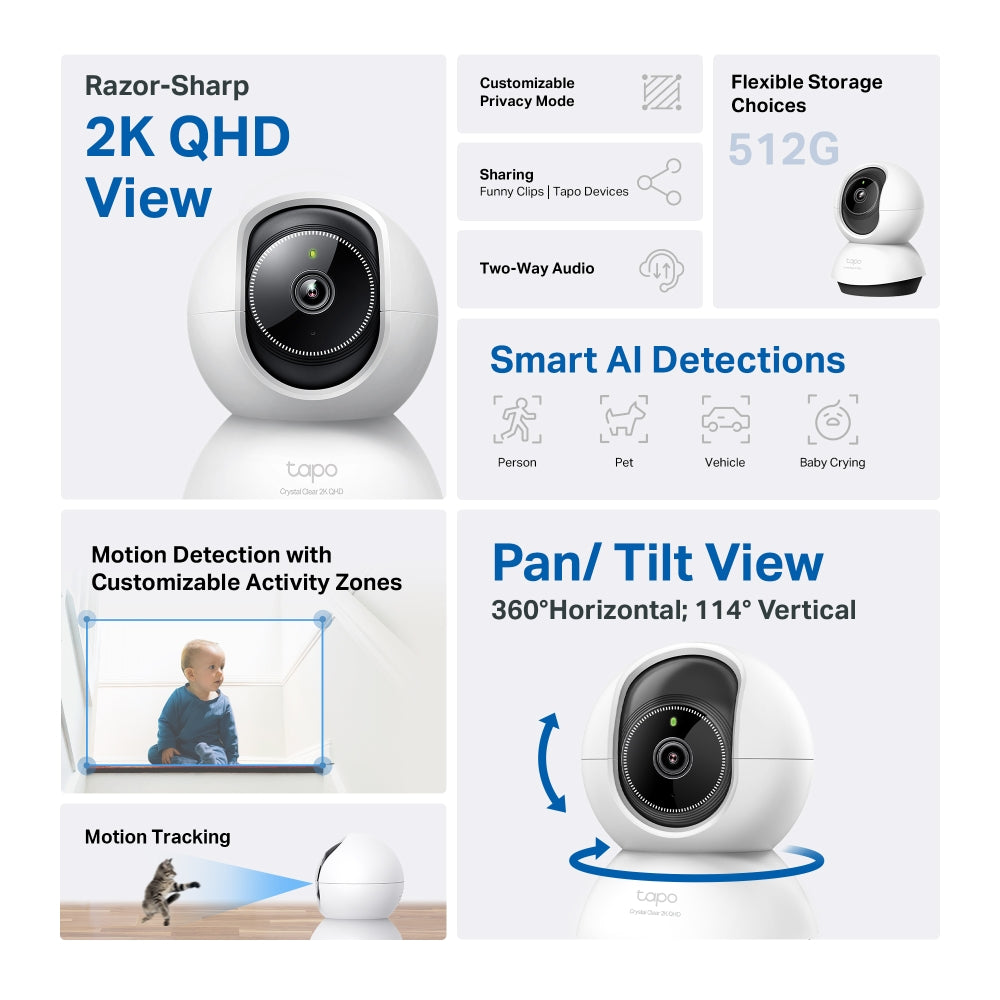 TP-Link TC72 | 2K 4MP AI 智慧旋轉網路攝影機 - 360° 全方位居家監控 – PhoneStore 豐達網上商店