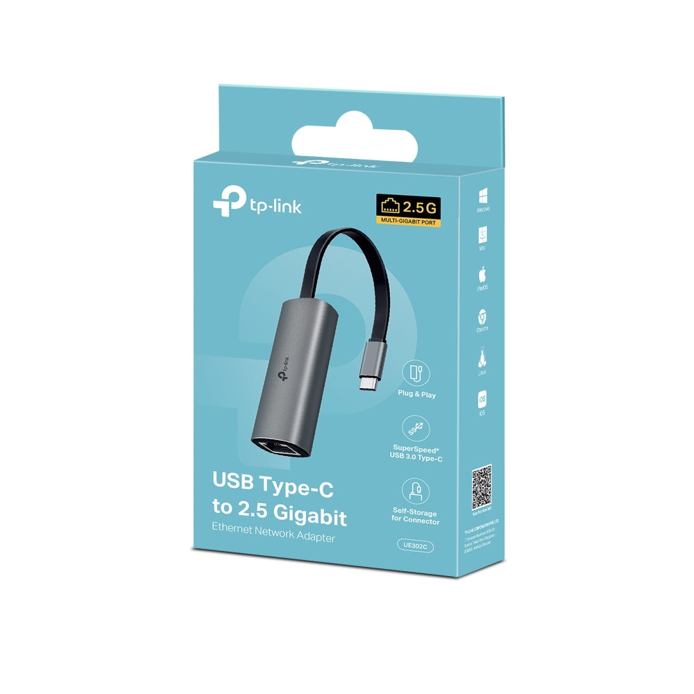 TP-Link UE302C | USB-C 轉 2.5G 高速有線網卡 (2.5Gbps 極速傳輸 / 鋁合金散熱外殼 / 折疊便攜) - PhoneStore 豐達網上商店