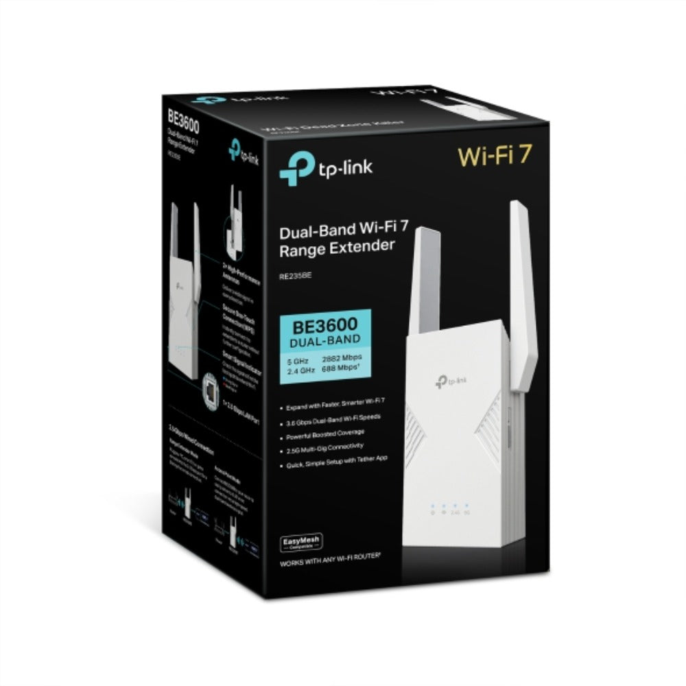TP-Link RE235BE BE3600 雙頻 WiFi 7 訊號擴展器 | 2.5G 端口 + MLO 技術 + EasyMesh 支援 - PhoneStore 豐達網上商店