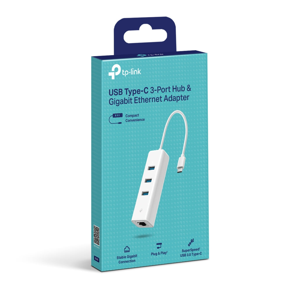 TP-Link UE330C | USB-C 轉 Gigabit 網路卡 + 3孔 USB 3.0 集線器 (二合一高效擴充 / 1000Mbps / 隨插即用) - PhoneStore 豐達網上商店