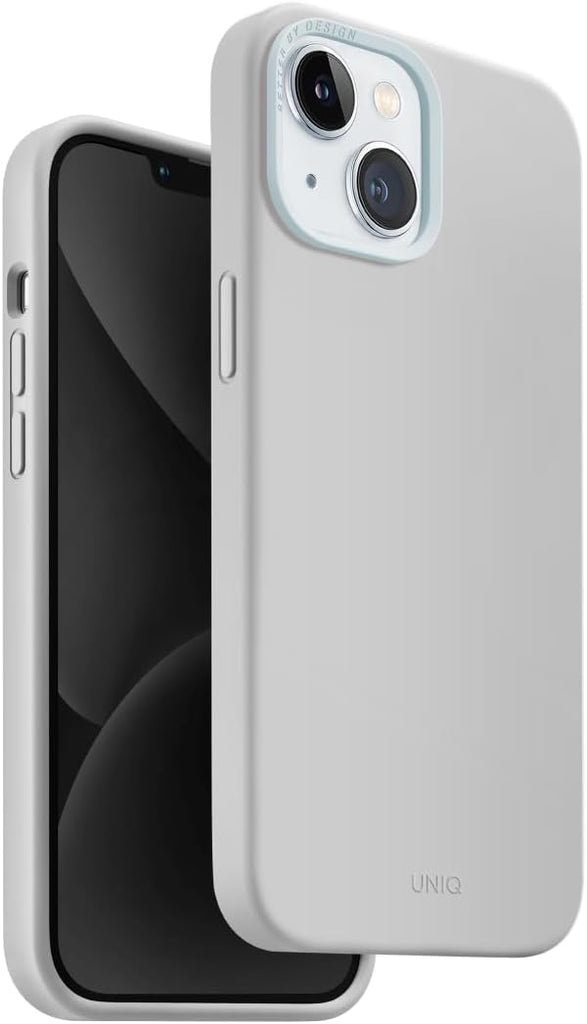 UNIQ Lino Hue Phone Case Compatible with iPhone 15, MagClick Magnetic Charging Compatible (Gray)