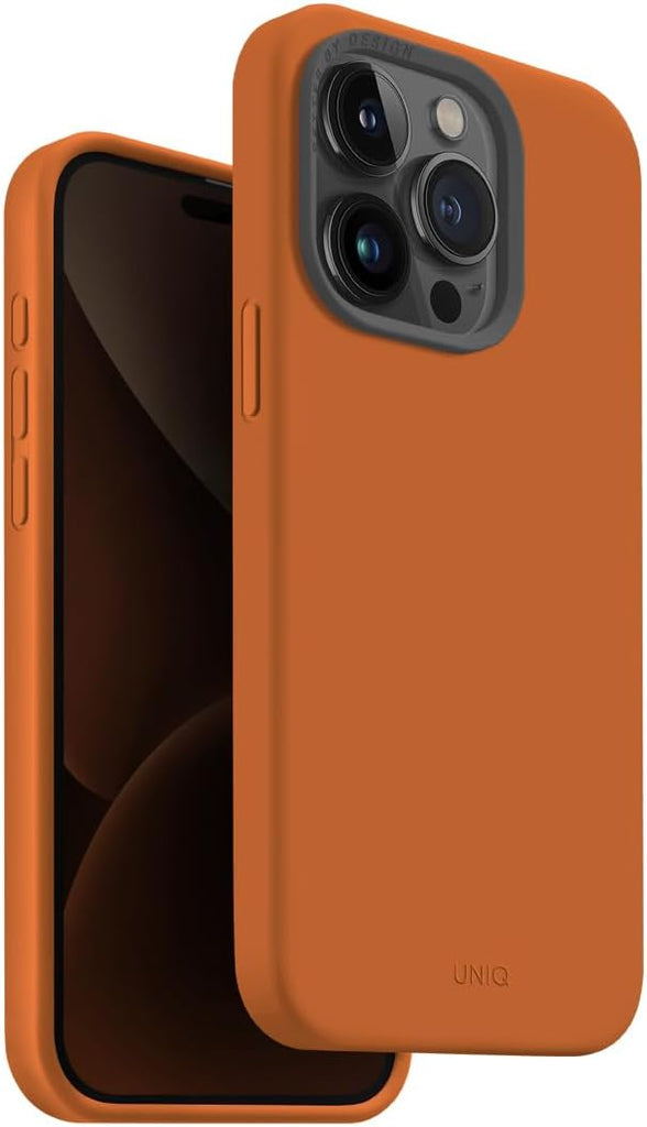 UNIQ Lino Hue Phone Case Compatible with iPhone 15 Pro, MagClick Magnetic Charging Compatible (LinoOrange)