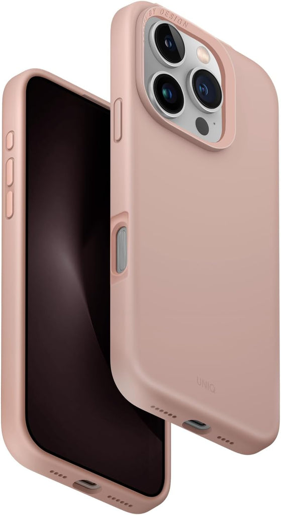 UNIQ LINO HUE Phone Case Compatible with Hybrid iPhone 16 PRO (2024) 6.3, MAGCLICK Charging (Blush Pink)