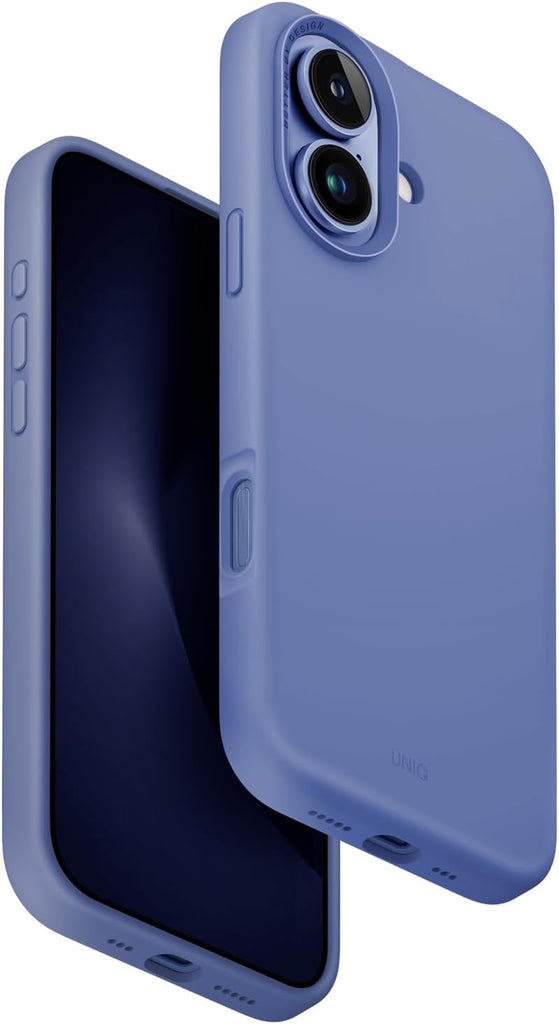 UNIQ LINO HUE Phone Case Compatible with Hybrid iPhone 16 (2024) 6.1, MAGCLICK Charging (Pearl Blue)