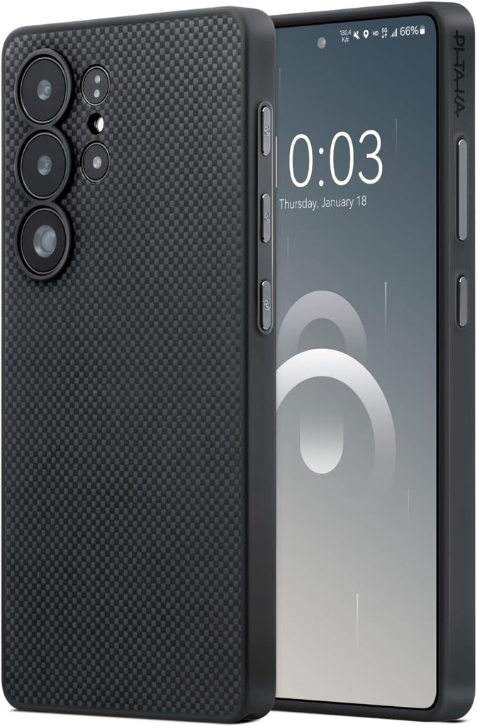 pitaka for Samsung Galaxy S25 Ultra Case, 6.9 Inch, Compatible with MagSafe, Protective S25 Ultra Case, 1500D Aramid Fiber Made [PinButton] Black/Gray | 6.9 Inch, Protective, S25 Ultra Case, [PinButton] - PhoneStore 豐達網上商店