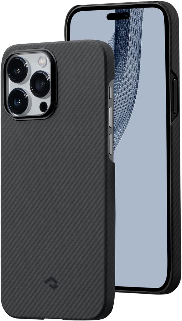 PITAKA Case for iPhone 14 Pro Max Compatible with MagSafe, MagEZ Slim & Light, 6.7-inch with a Case-Less Touch Feeling, 600D Aramid Fiber Made [ 3 - Black/Grey(Twill)] - PhoneStore 豐達網上商店