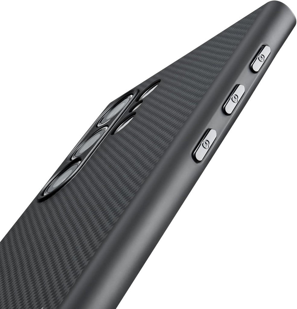 pitaka for Samsung Galaxy S24 Ultra Case, 6.8 Inch, Compatible with MagSafe, Protective S24 Ultra Case, 1500D Aramid Fiber Made [PinButton Case] Black - PhoneStore 豐達網上商店