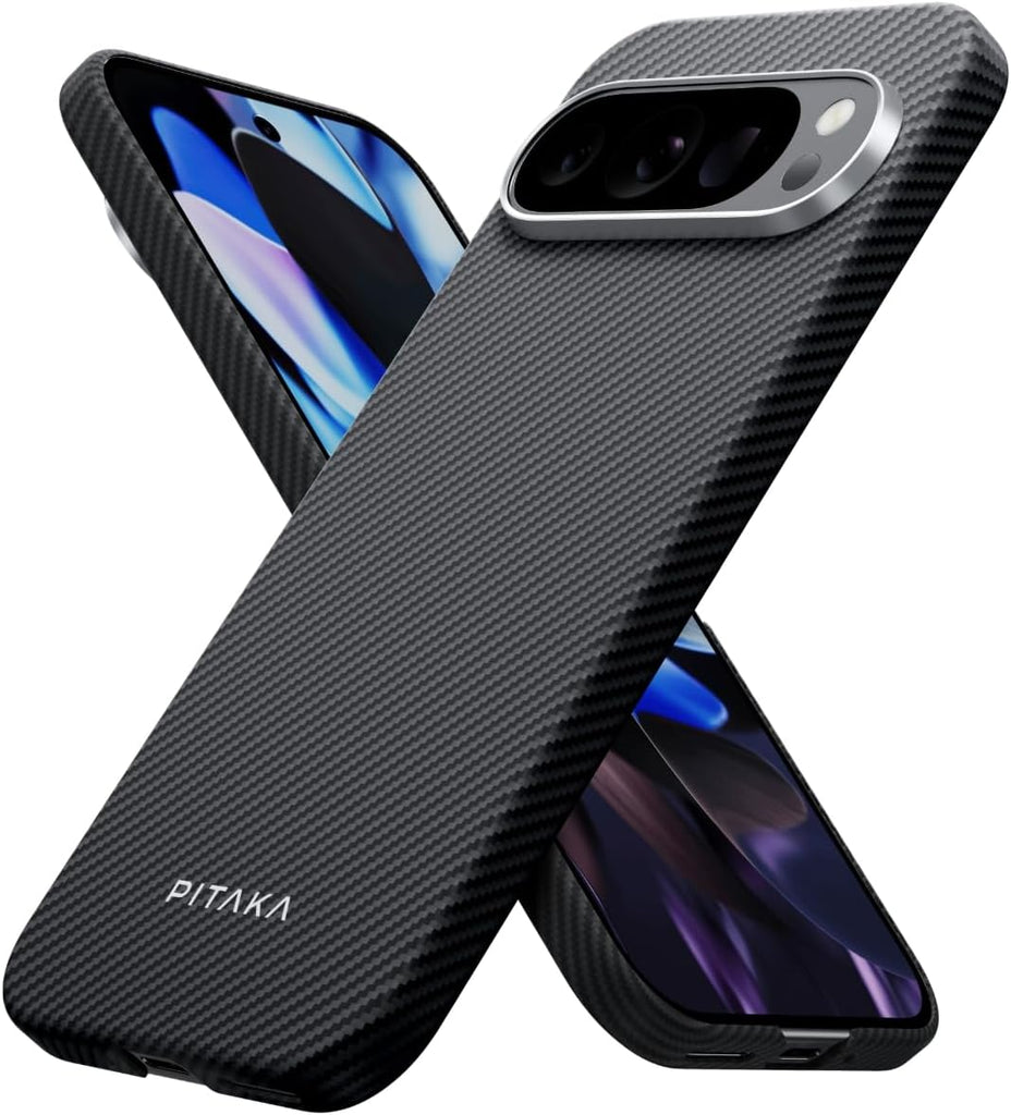 pitaka for Pixel 9 Pro XL Case 6.8”, Case-Less Touch Feeling, 600D Aramid Fiber Made, Black/Grey(Twill) - PhoneStore 豐達網上商店