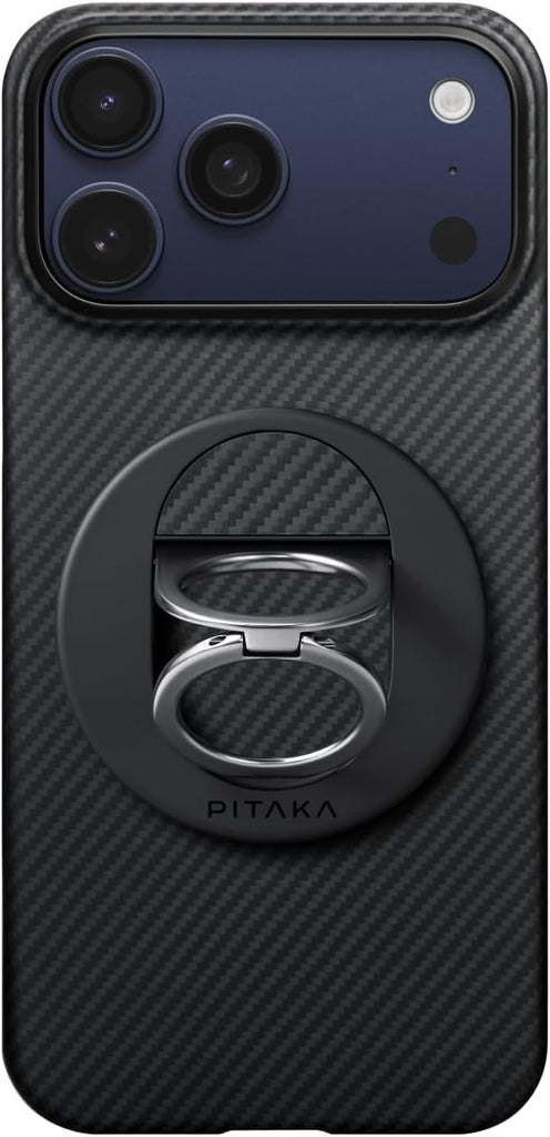 pitaka Ultra Slim Case and MagEZ Grip 3 for iPhone 17 Pro Max - 6.9", Black/Grey (Twill) - PhoneStore 豐達網上商店