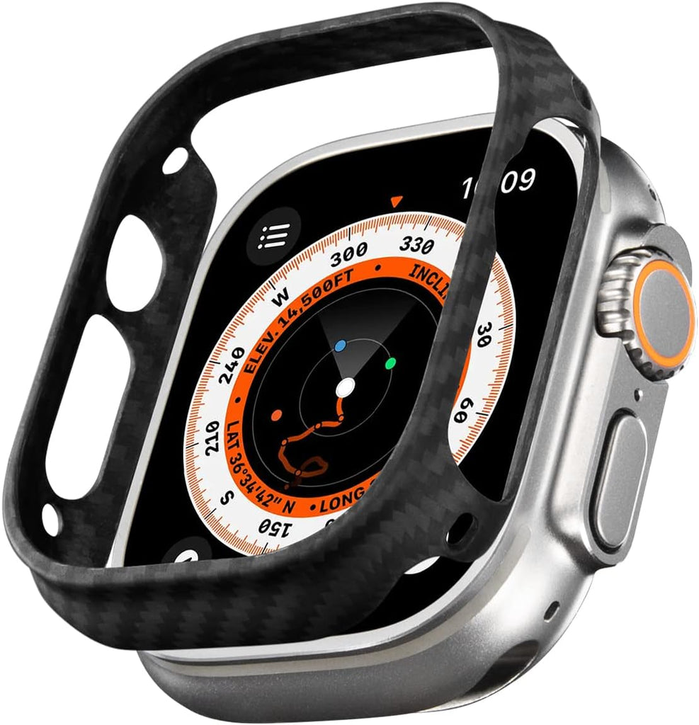 PITAKA Apple Watch Ultra 3/2/1 Case, Exquisite Minimalist Slim Apple Watch Ultra Case 49mm - Aramid Fiber Made, Black/Grey(Twill) - PhoneStore 豐達網上商店