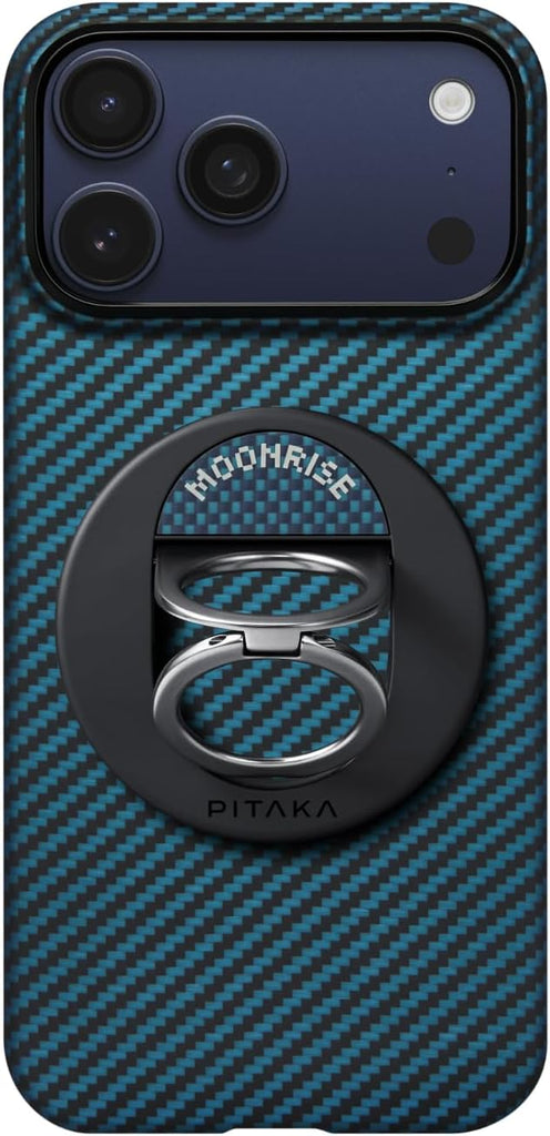 pitaka Ultra Slim Case and MagEZ Grip 3 for iPhone 17 Pro - 6.3", Black/Blue (Twill) - PhoneStore 豐達網上商店