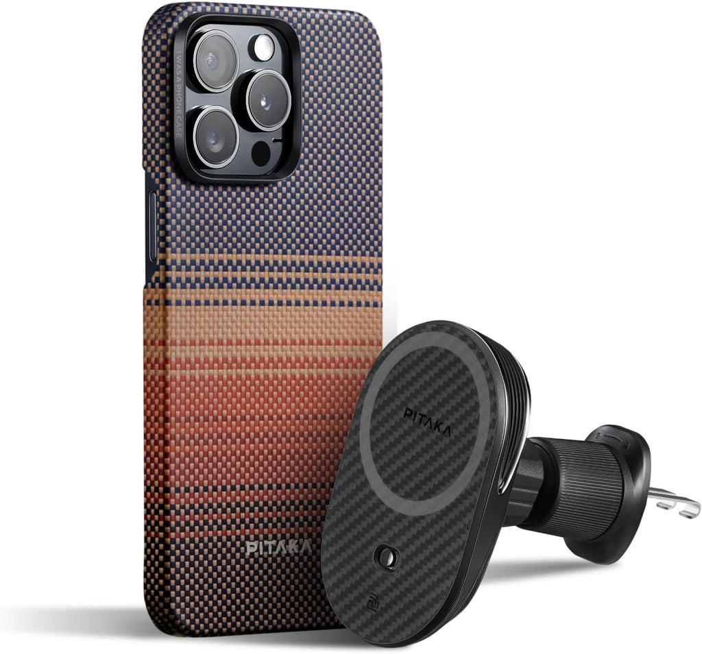 pitaka Case for iPhone 15 Pro with MagSafe Car Mount Charger, Sunset - PhoneStore 豐達網上商店