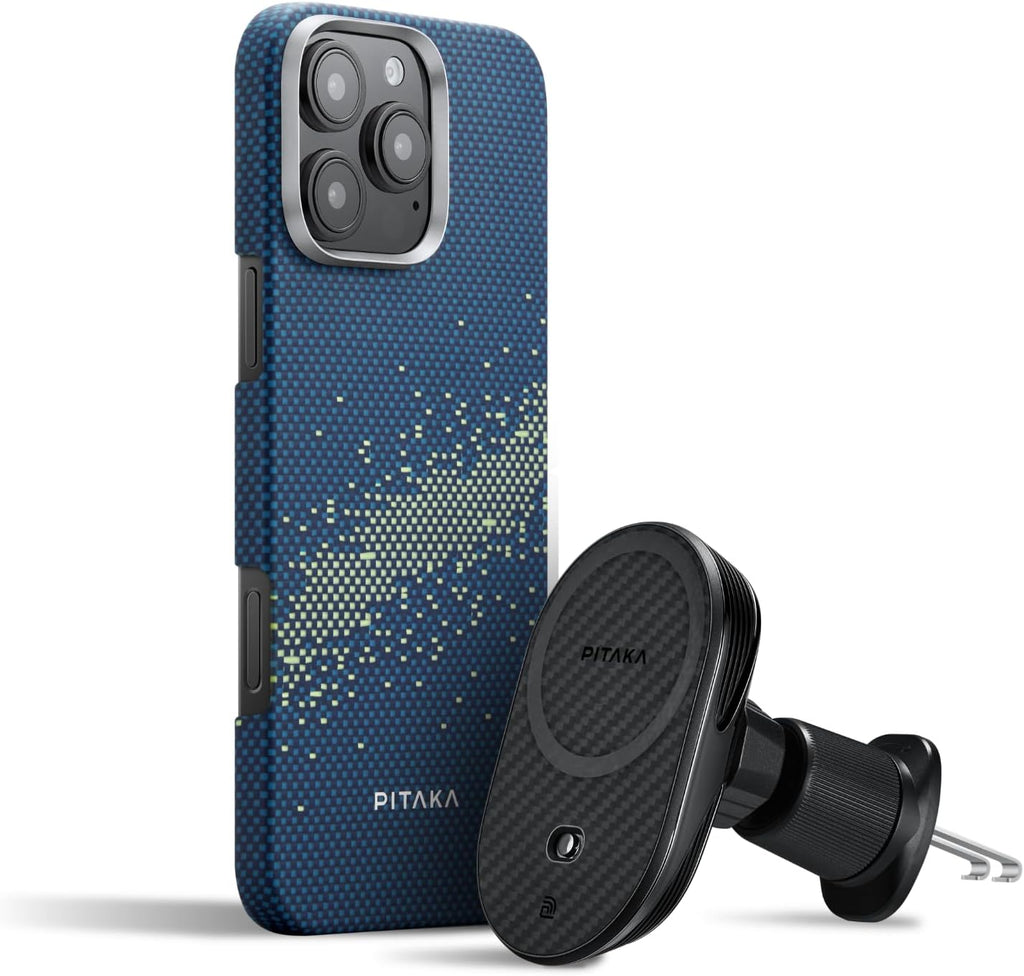 pitaka Tactile Woven Case for iPhone 16 Pro Max with MagSafe Car Mount Charger Qi2, Milky Way Galaxy - PhoneStore 豐達網上商店