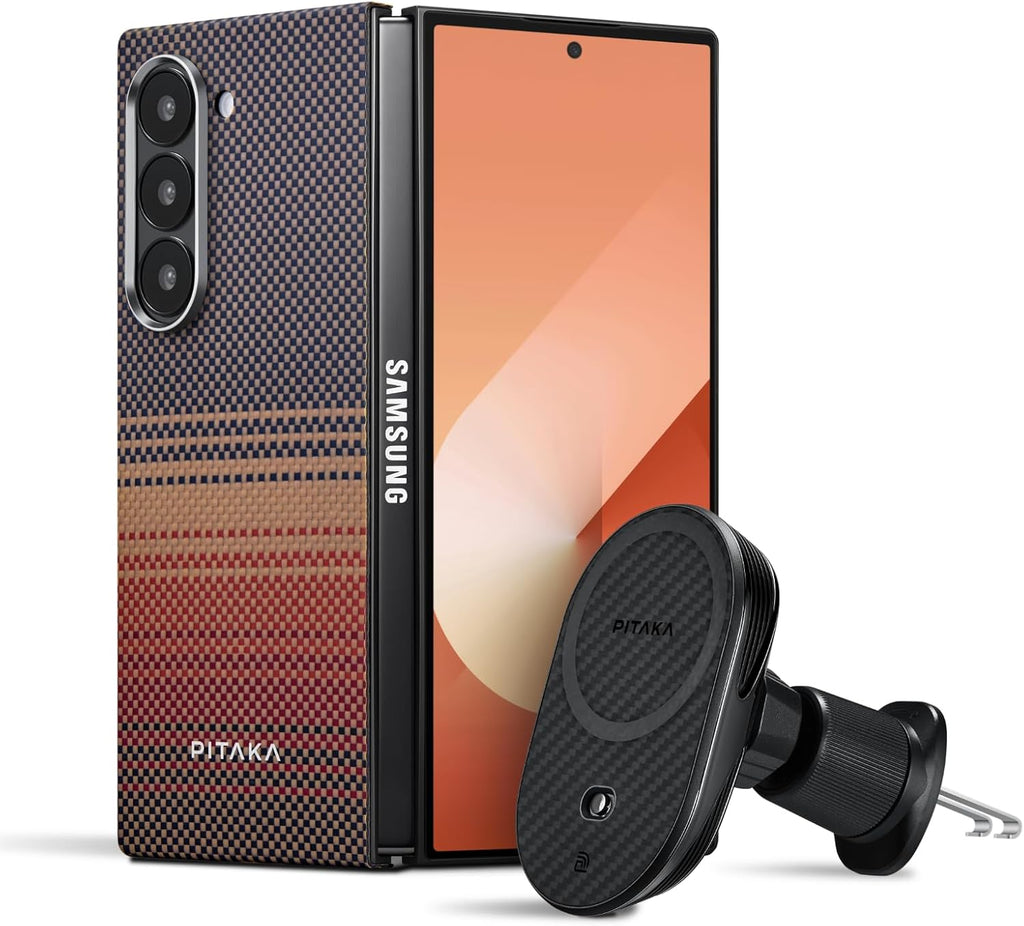pitaka Case for Samsung Galaxy Z Fold 6 with MagSafe Car Mount Charger, Sunset - PhoneStore 豐達網上商店