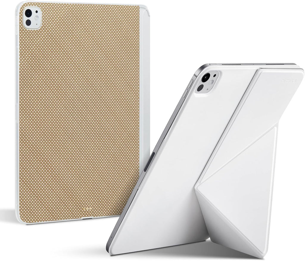 PITAKA Magnetic Case & Multi-Folio for 2025/2024 iPad Pro 13 inch, Magic Keyboard Compatible Case and Multi-fold Folio with Hidden Magnetic Apple Pencil Holder - White and Canyon Yellow - PhoneStore 豐達網上商店