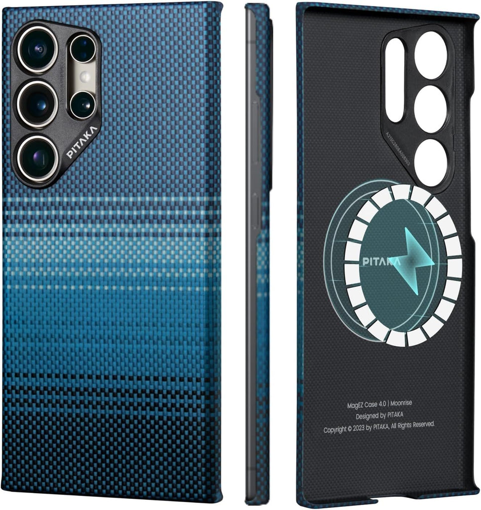 pitaka Case for Samsung Galaxy S24 Ultra, 6.8 Inch, Compatible with MagSafe, Slim & Light Samsung Galaxy S24 Ultra Case, 1500D Aramid Fiber Made [MagEZ Case 4 - Moonrise] - PhoneStore 豐達網上商店