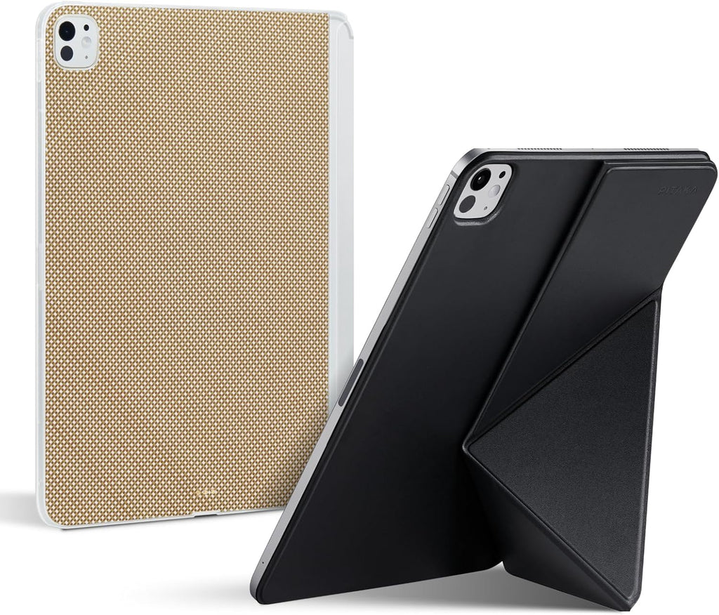 PITAKA Magnetic Case & Multi-Folio for 2025/2024 iPad Pro 13 inch, Magic Keyboard Compatible Case and Multi-fold Folio with Hidden Magnetic Apple Pencil Holder - Black and Canyon Yellow - PhoneStore 豐達網上商店