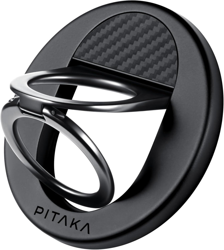 PITAKA MagSafe Phone Grip, 360 Degree Rotation Magnetic Phone Grip Compatible with iPhone 17/16/15/14/13/12 [MagEZ Grip 3, Black] - PhoneStore 豐達網上商店