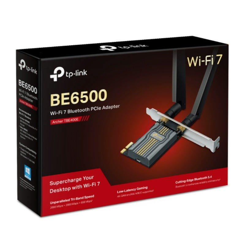 TP-Link Archer TBE400E BE6500 三頻 WiFi 7 + 藍牙 5.4 PCIe 無線網卡 | 高增益天線 + WPA3 安全防護 - PhoneStore 豐達網上商店