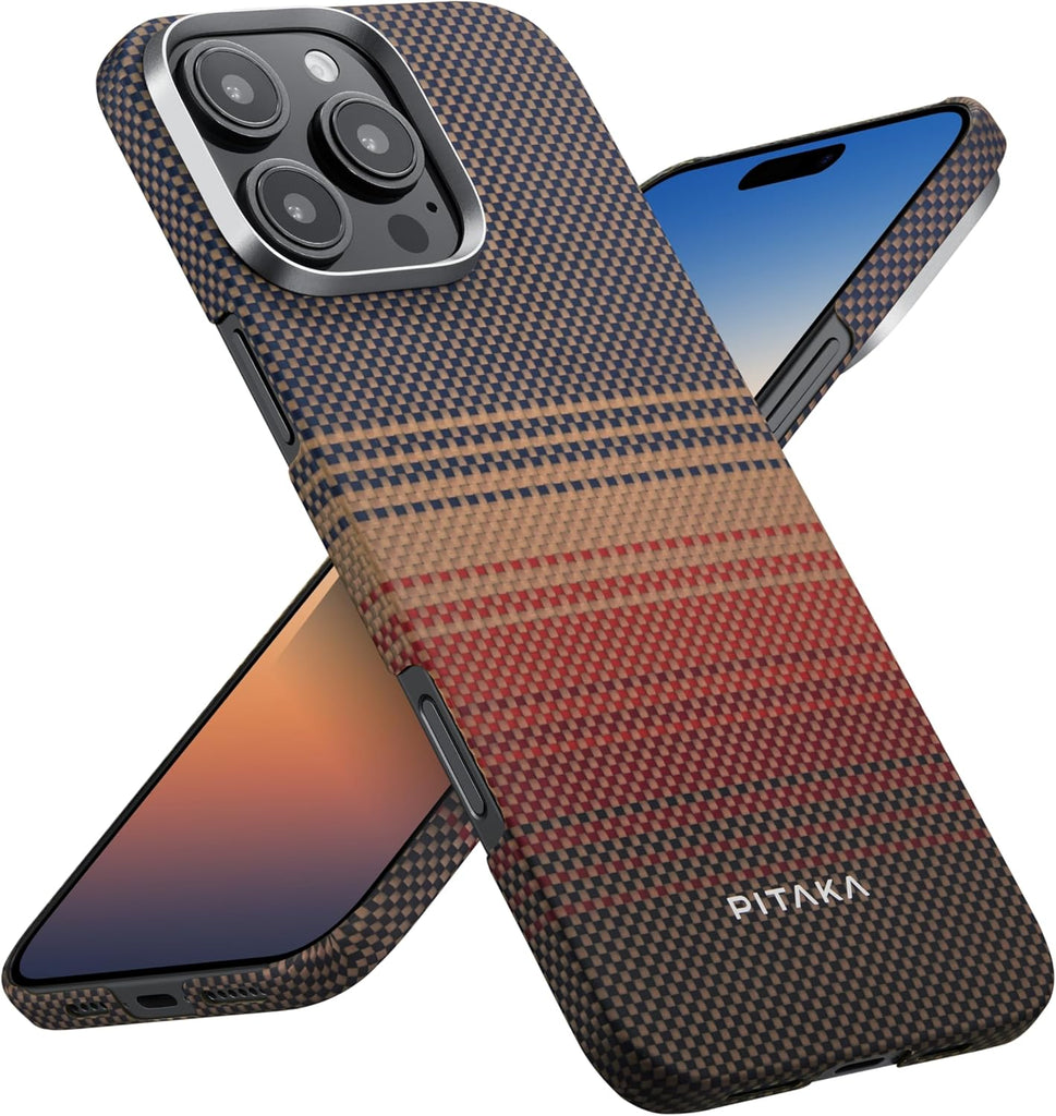pitaka for iPhone 16 Pro Max Case Compatible with MagSafe, Thin & Light Case iPhone 16 Pro Max with a Caseless Feel, 1500D Aramid Fiber Woven [Tactile Woven Case-Over The Horizon] - PhoneStore 豐達網上商店