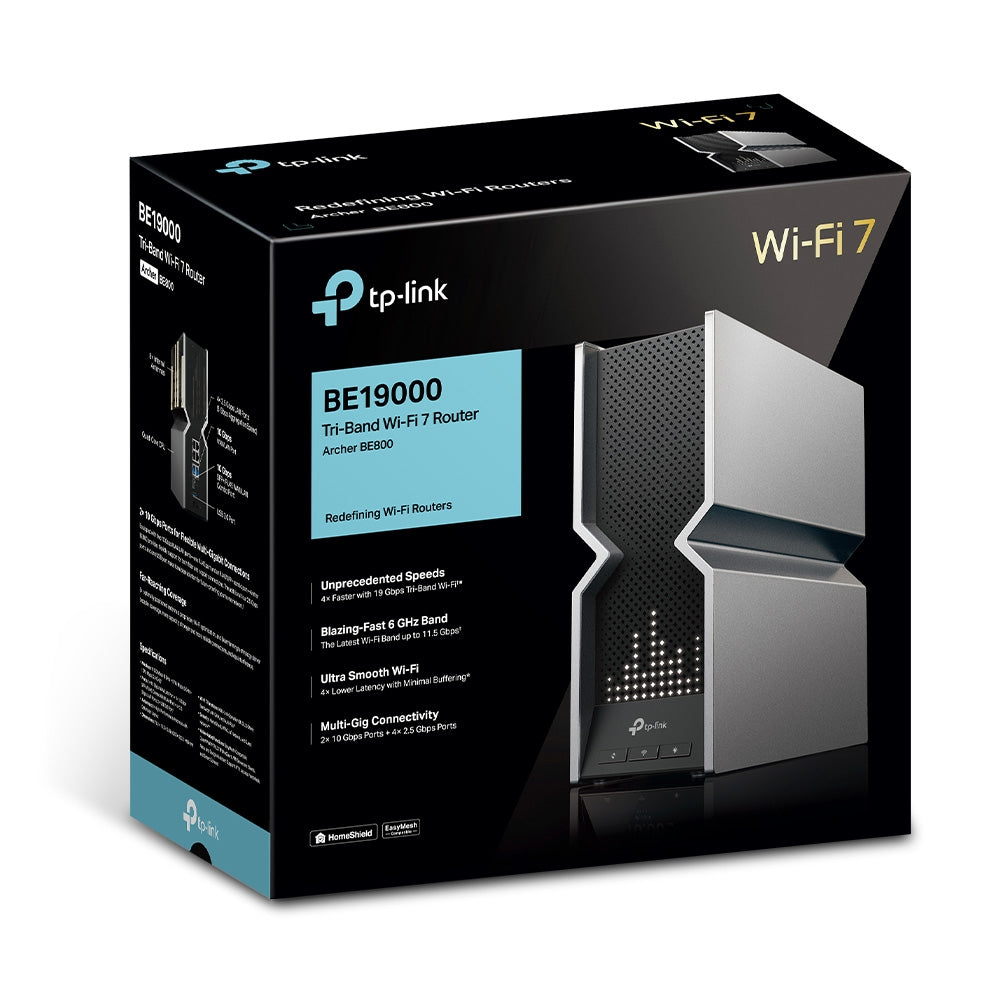 TP-Link Archer BE800 | BE19000 三頻 Wi-Fi 7 旗艦路由器 (雙 10G 埠 / LED 面板顯示 / MLO 技術 / 全屋 Mesh) - PhoneStore 豐達網上商店