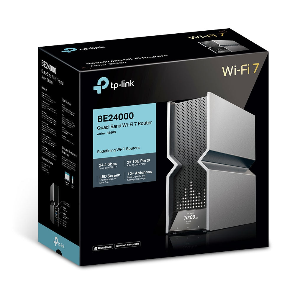 TP-Link Archer BE900 | BE24000 四頻 Wi-Fi 7 旗艦路由器 (雙 10G 埠 / 觸控螢幕 / LED 點陣顯示 / 全屋 Mesh) - PhoneStore 豐達網上商店