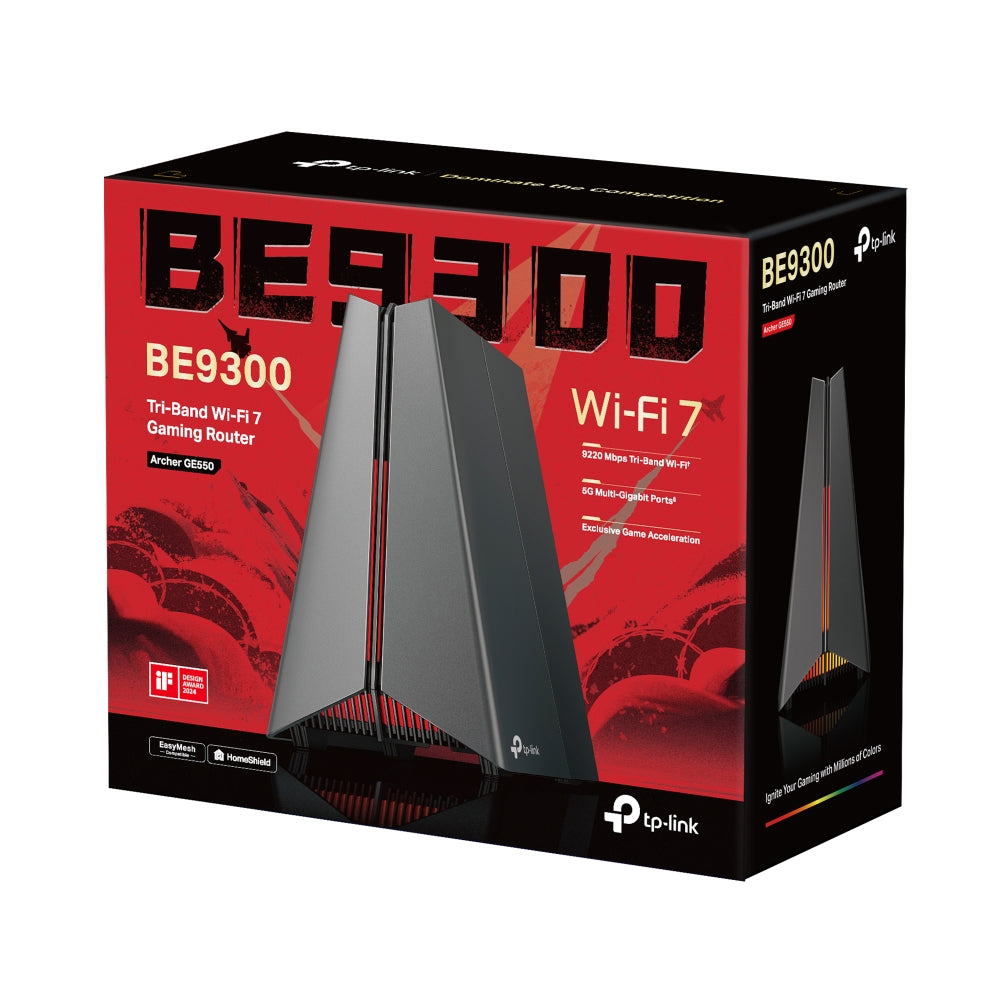 TP-Link Archer GE550 | BE9300 三頻 Wi-Fi 7 電競路由器 (5G WAN/LAN 埠 / MLO 技術 / 專屬遊戲加速 / RGB 燈效) - PhoneStore 豐達網上商店