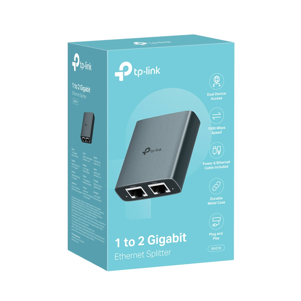 TP-Link EH210 | 1對2 Gigabit 高速網路分線器 (1000Mbps / 鋁合金散熱 / 附電源線與網線) - PhoneStore 豐達網上商店