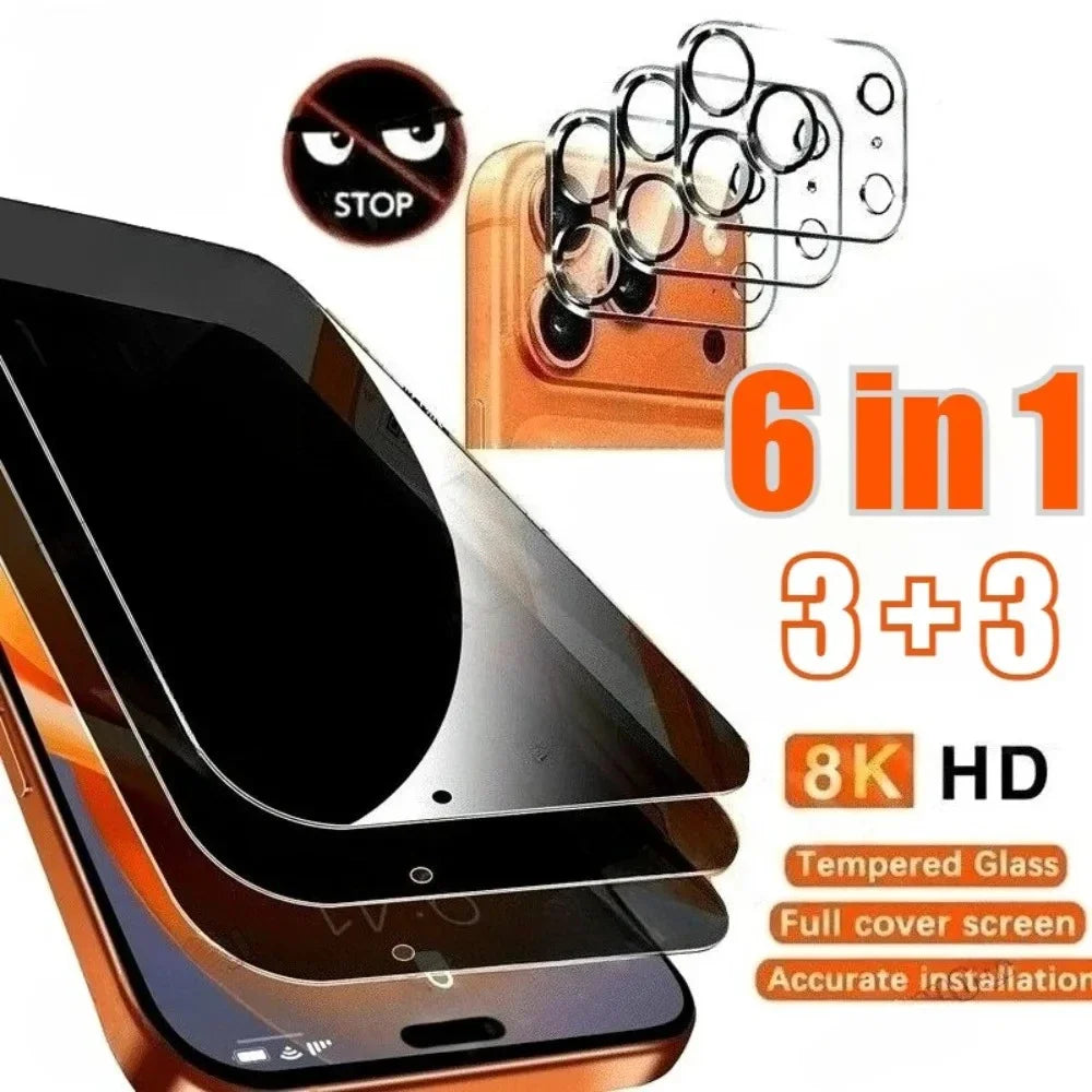 Anti Spy Screen Protector Film for iPhone 17 16 15 14 Pro Max 16e Air Camera Lens Glass for iPhone 13 12 11 Pro 16 15 14 Plus