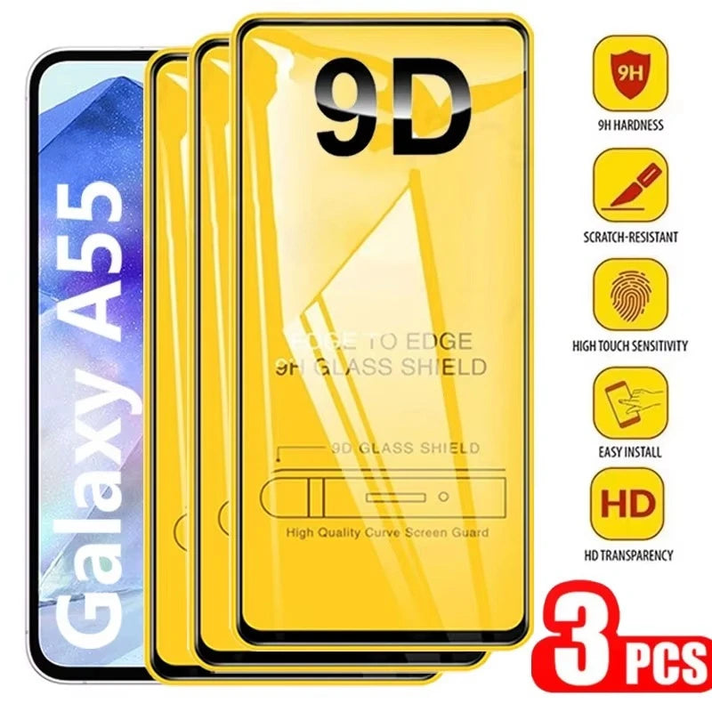 9D Tempered Glass For Samsung A56 5G A16 A55 A54 A53 A15 A35 A36 A16 A17 A07 A05 A06 S24 FE S25 Ultra S22 S23 Screen Protector