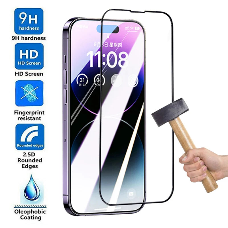 9H Anti-Burst Tempered Glass Film For Apple 14 Plus 13 Mini 12 11 Pro Screen Protector IPhone X XR XS Max Protection Film ﻿
