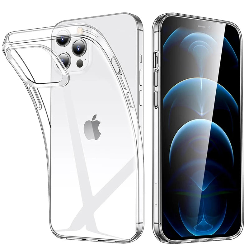 Clear Phone Case For iPhone 11 12 13 14 15 Pro Max Shockproof Transparent Soft Cover Case For iPhone XS MAX XR 7 8 Plus 6 6s
