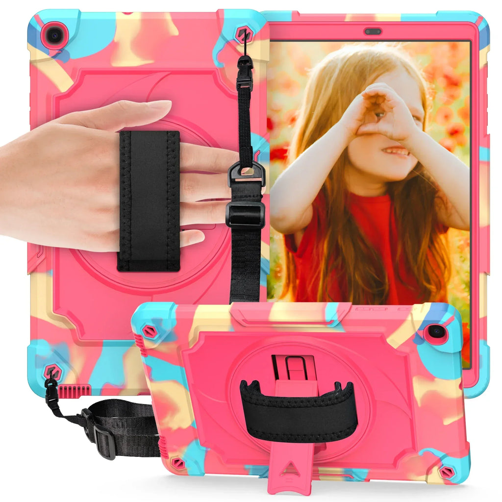 Rotating Kickstand Case For Samsung Galaxy Tab A 10.1 2019 SM-T510 SM-T515 Hand Strap Shell Kid Tablet Cover For SM-T510 SM-T515