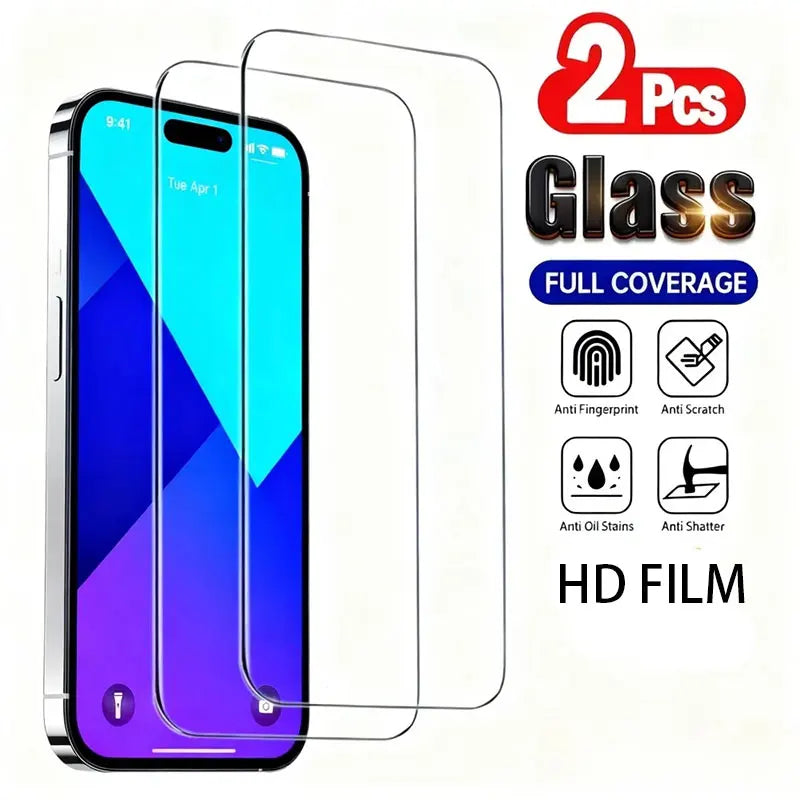 Ultra Clear Tempered Glass Film for iPhone 17 16 15 14 Pro Max Air 16 15 Plus Screen Protector for iPhone 13 12 11 Pro XR XS Max