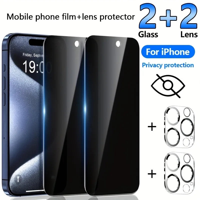 Screen Protector Tempered Glass Film for iPhone 11 12 13 Pro Mini 14 15 16 17 Pro Max 14 15 16Plus 17Air With Camera Lens Film
