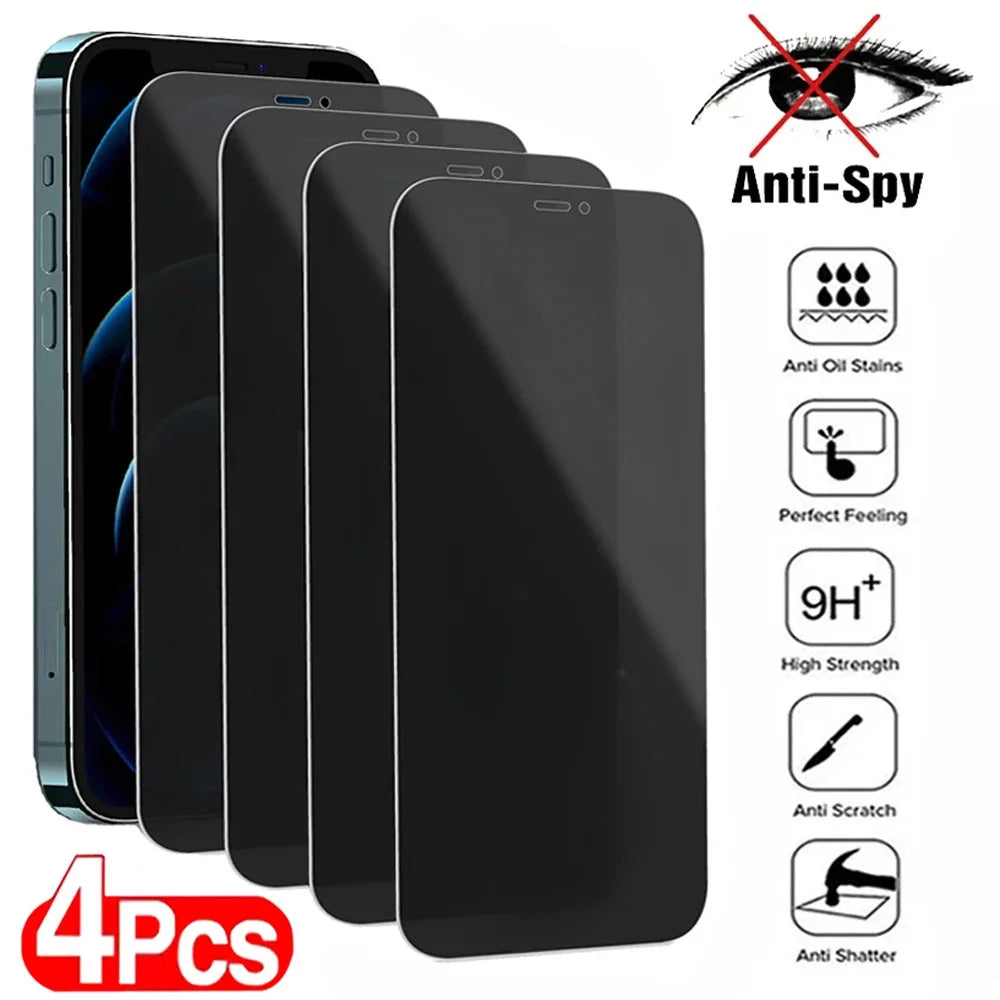 4PCS Anti Spy Screen Protector For iPhone 17 16 14 15 Pro Max Air 16e 15 Plus Screen Protector for iPhone 13 12 11 Pro XR XS