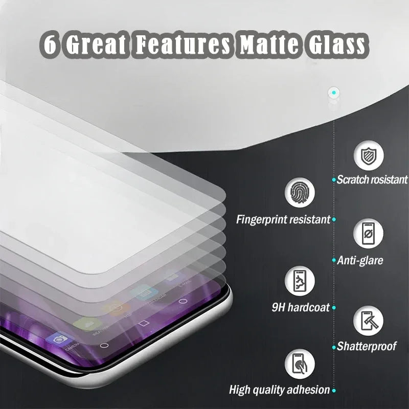 Matte Frosted Tempered Glass For iPhone 16 15 13 14 Pro 15 16 Plus Screen Protector For iPhone 16e 12 11 XR XS Anti-Glare