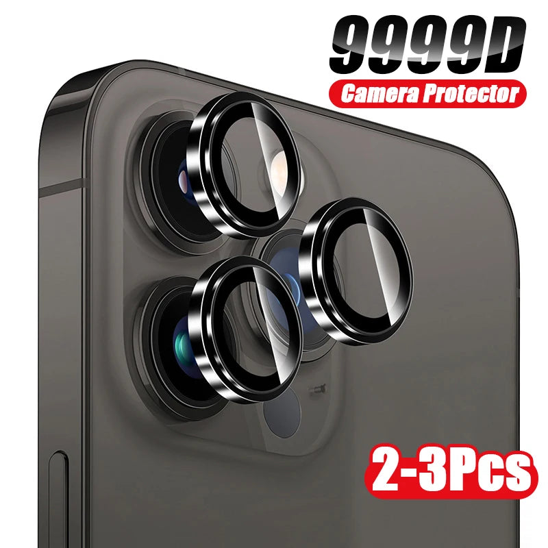 2-3pcs Camera Lens Protector For iPhone 11 12 13 14 Pro Max Metal Ring Protector Glass For iphone 15 14 Plus 13mini Camera Film