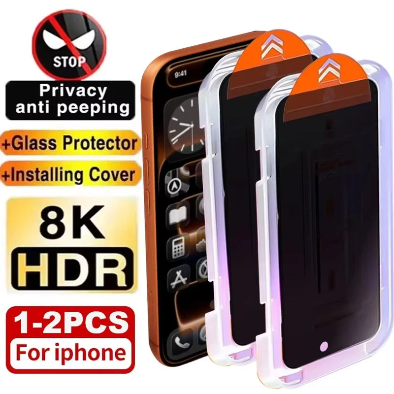 Privacy Tempered Glass Film For iPhone 17 Air 16 15 13 12 11 14 Pro Max Plus Mini Easy Installation Anti Spy Screen Protectors