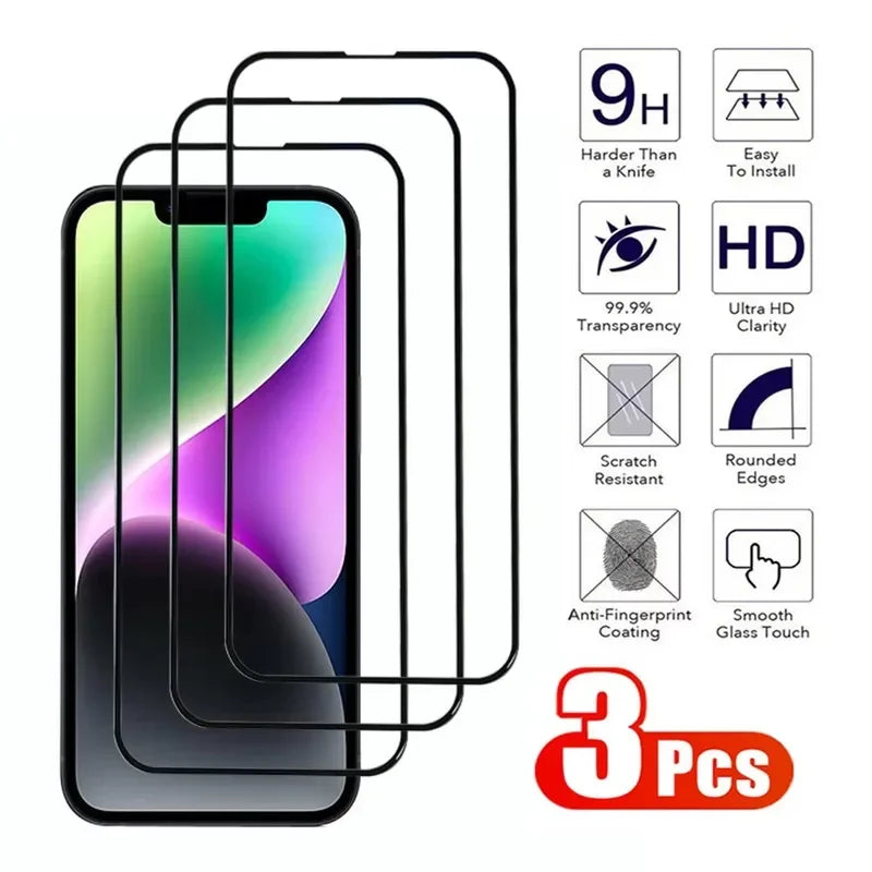 Tempered Glass For IPhone17 16 15 14 13 12 11 Pro Max Screen Protector For IPhone 6 6S 7 8 14 Plus SE XR X XS Max Glass