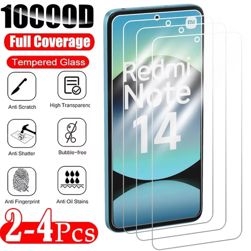 2PCS Tempered Glass For Redmi Note 14 13 12 11 Pro Plus Note 12S 11S 10S 10 Pro 9H Screen Protector for Xiaomi Redmi Note 14s