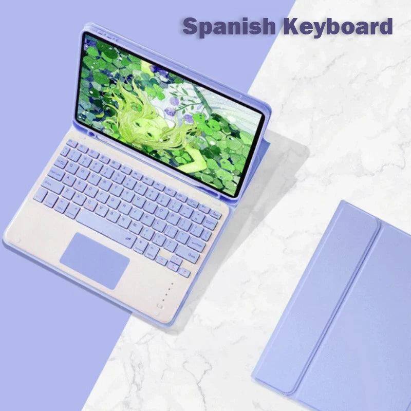 Spanish Keyboard Case for iPad 10th Air 11 Air 5 4 10.9 Case 10.2 9th 8th Pro 11 10.5 Air 3 Wireless Magnet PU Flip Stand Case