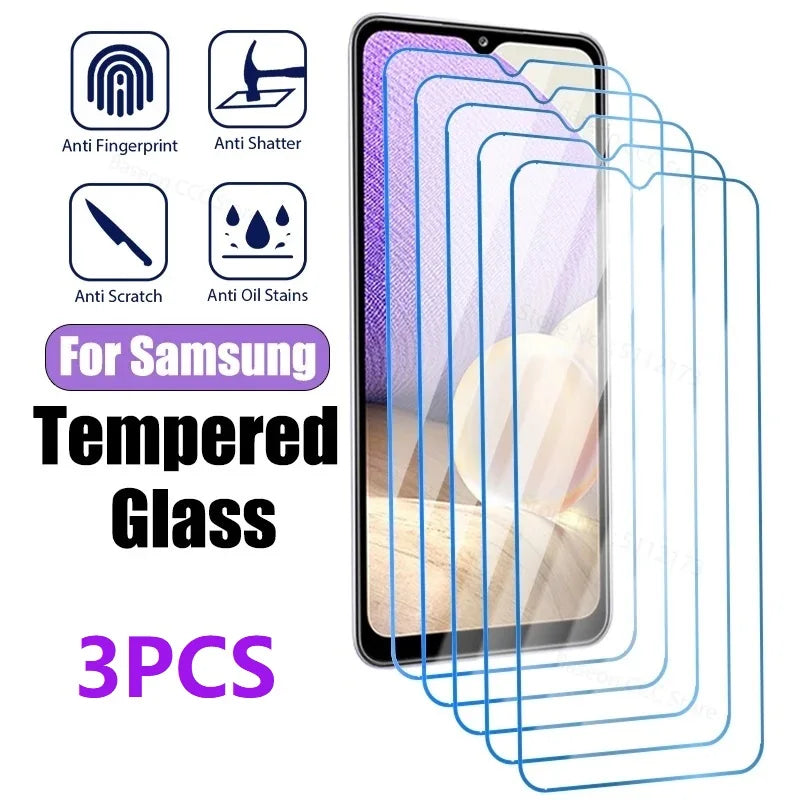 HD Tempered Glass Film For Samsung A14 A34 A54 A24 A05 A15 A35 A55 A52 A12 A13 5G Screen Protector 3Pcs - PhoneStore 豐達網上商店