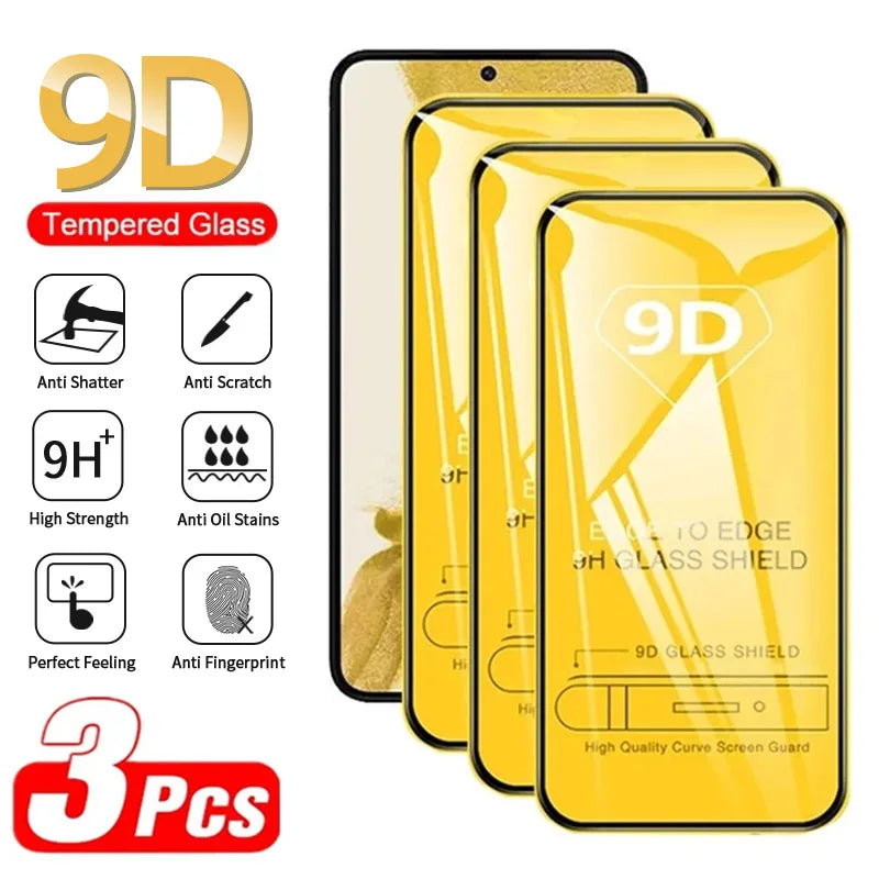 3PCS 9D Tempered Glass For Galaxy S24 Ultra A54 A14 A13 A53 A34 A33 A52 5G S22 S23 Plus Screen Protector For Samsung A70 A71 A72 - PhoneStore 豐達網上商店