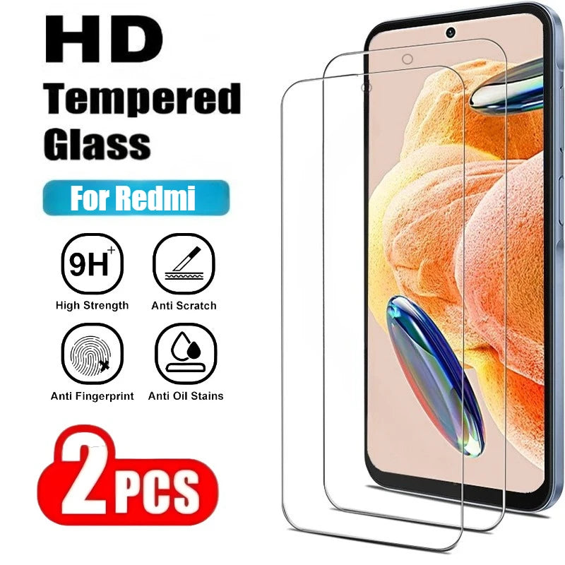 Ultra Clear Tempered Glass For Redmi Note 14 5G 13 12 11 Pro 14S 12S 11S Screen Protector for Redmi 14R 14C 13C 12 10A 9A 2Pcs