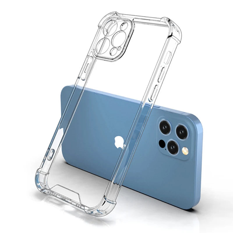 Shockproof Silicone Bumper Clear Phone Case For IPhone13 11 14 15 16 17Pro Max mini XS Max X XR 8 7 6 6S Plus SE Case Back Cover