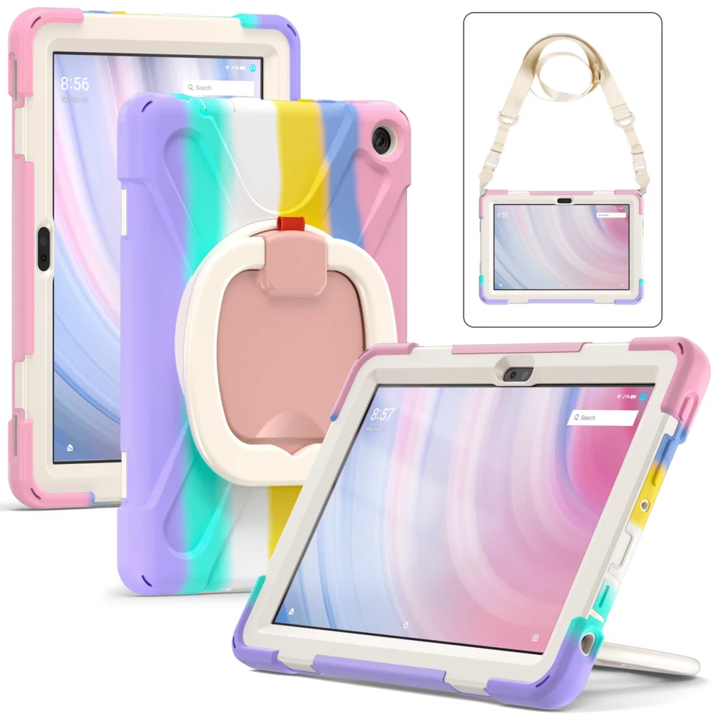 Case For Amazon Fire HD 10 2023 360 Rotation 3 Layer Multi Functional Protection Cover With  Shoulder Strap and Handle Grip Capa