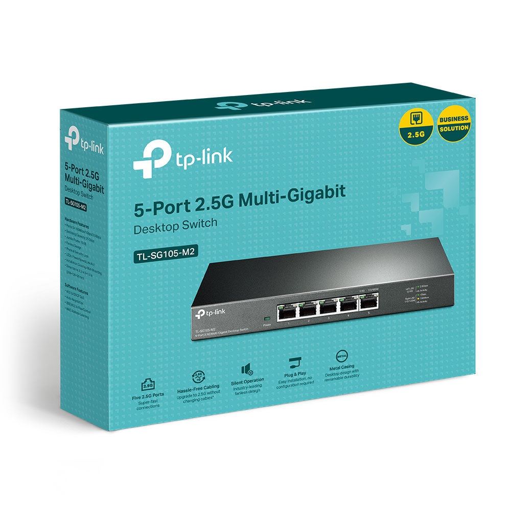 TP-Link TL-SG105-M2 | 5 埠 2.5G 桌上型交換器 (2.5Gbps 極速傳輸 + 鋼鐵機殼 + 靜音散熱) - PhoneStore 豐達網上商店