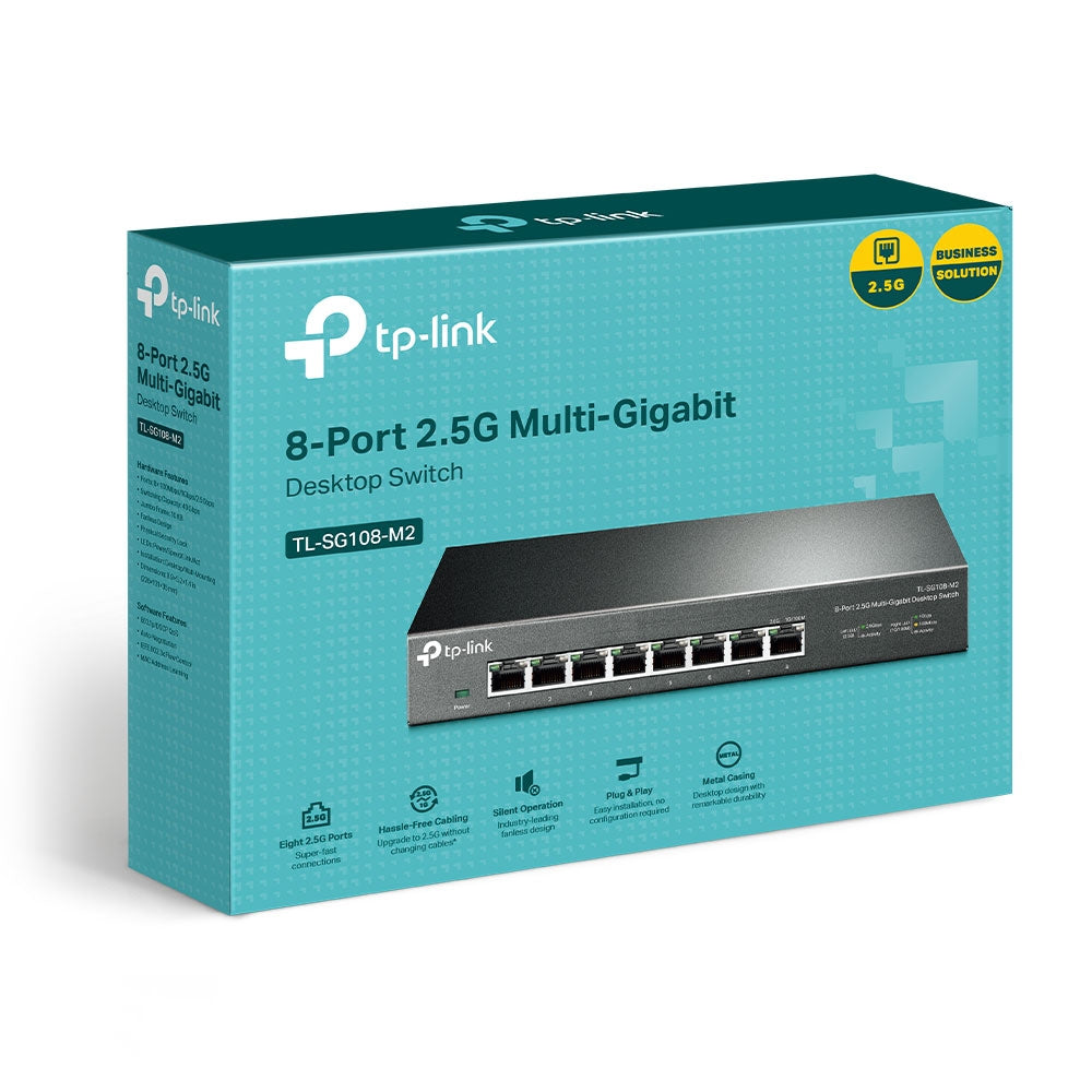 TP-Link TL-SG108-M2 | 8 埠 2.5G 桌上型交換器 (2.5Gbps 極速網絡 + 鋼鐵機殼 + 零噪音設計) - PhoneStore 豐達網上商店