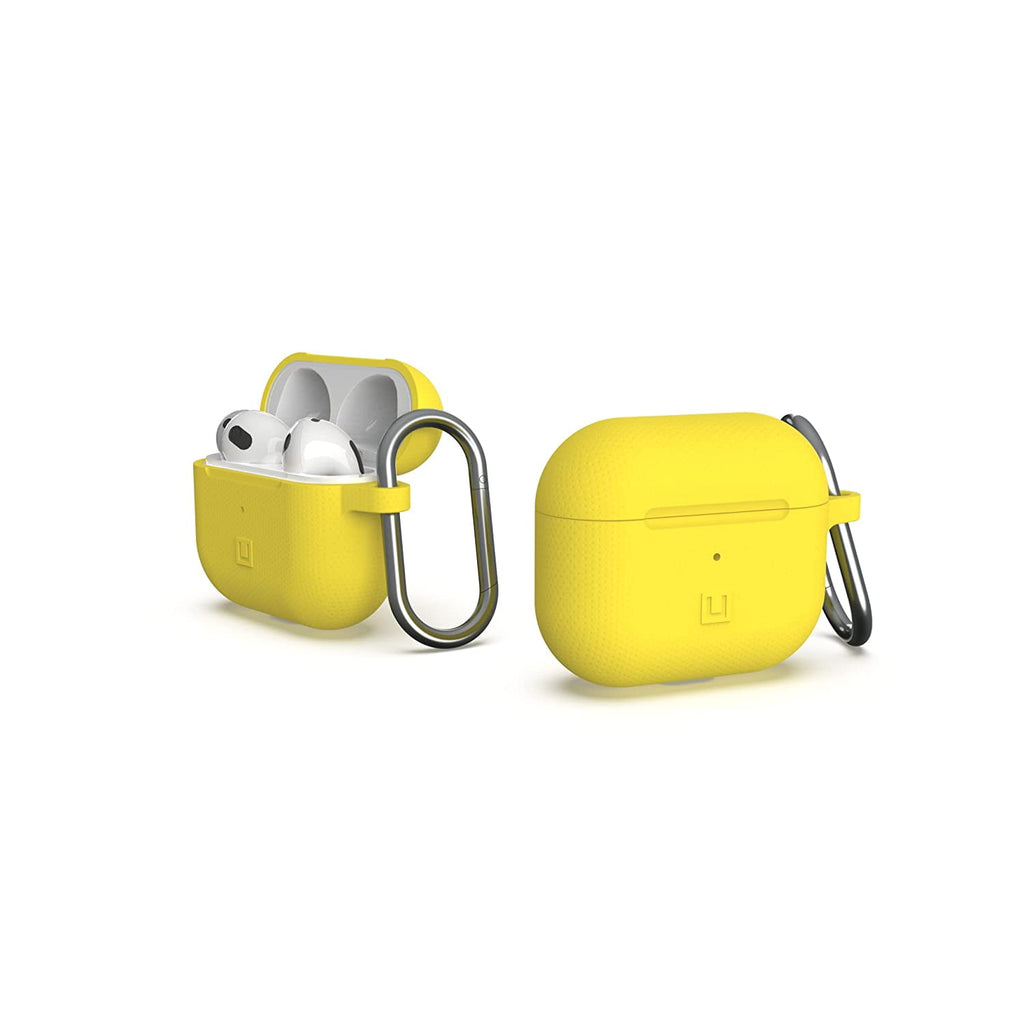 [U] by UAG Designed for AirPods (3rd Gen, 2021) Case Soft Smooth Silicone Stylish Dot Pattern Protective Cover with Carabiner Keychain, Marshmallow